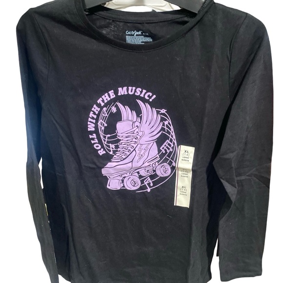 Cat & Jack Other - Cat & Jack Black Long Sleeve Shirt with Roller Skate Purple Graphic